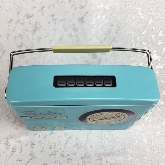 Homegoods Collectible Radio Tin / Retro Sky-Blue “Radio” Lunch Box or Décor - Picture 8 of 14